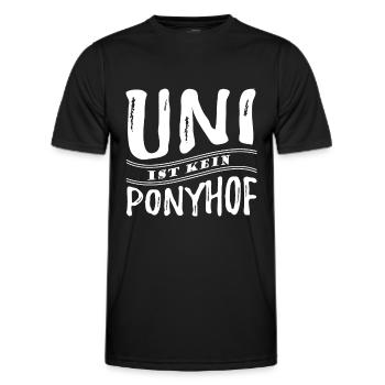 Uni ist kein Ponyhof - Reale Welt - Spruch - Männer Funktions-T-Shirt - Schwarz - Vorne - AI Model Male 178 dark (178cm)