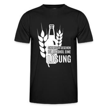 Chemisch gesehen ist Alkohol eine Lösung, Spruch - Männer Funktions-T-Shirt - Schwarz - Vorne - AI Model Male 178 dark (178cm)