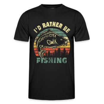Angler - angeln - I'd rather be fishing - Männer Funktions-T-Shirt - Schwarz - Vorne - AI Model Male 178 dark (178cm)