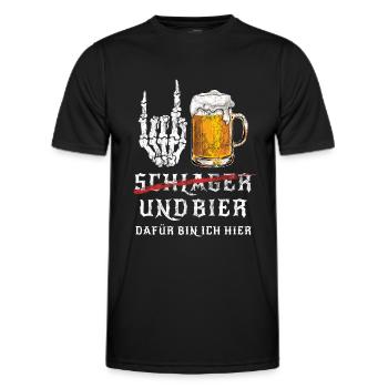 Schlager und Bier - Dafür bin ich hier - Metal - Männer Funktions-T-Shirt - Schwarz - Vorne - AI Model Male 178 dark (178cm)