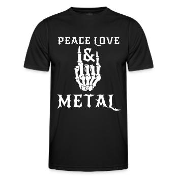 Peace Love & Metal - Musik - Spruch - Männer Funktions-T-Shirt - Schwarz - Vorne - AI Model Male 178 dark (178cm)