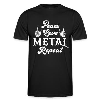 Peace Love Metal Repeat - Musik - Spruch - Männer Funktions-T-Shirt - Schwarz - Vorne - AI Model Male 178 dark (178cm)