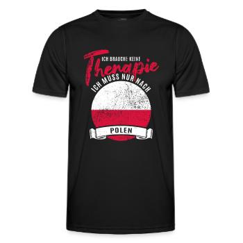 Ich brauche keine Therapie ich muss nach Polen - Männer Funktions-T-Shirt - Schwarz - Vorne - AI Model Male 178 dark (178cm)