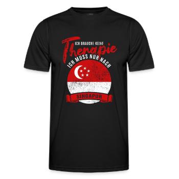 Ich brauche keine Therapie ich muss nach Singapur - Männer Funktions-T-Shirt - Schwarz - Vorne - AI Model Male 178 dark (178cm)
