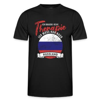 Ich brauche keine Therapie ich muss nach Russland - Männer Funktions-T-Shirt - Schwarz - Vorne - AI Model Male 178 dark (178cm)