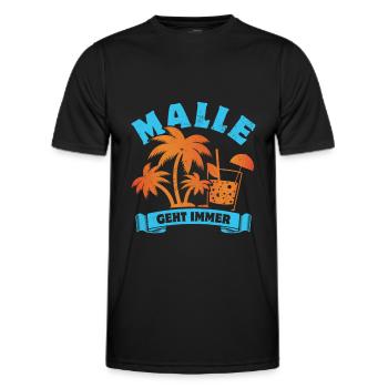 Malle geht immer - Mallorca Fan - Spruch - Männer Funktions-T-Shirt - Schwarz - Vorne - AI Model Male 178 dark (178cm)