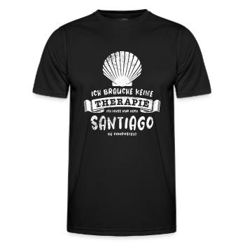 Camino - Jakobsweg - Pilgertour - Santiago - Männer Funktions-T-Shirt - Schwarz - Vorne - AI Model Male 178 dark (178cm)