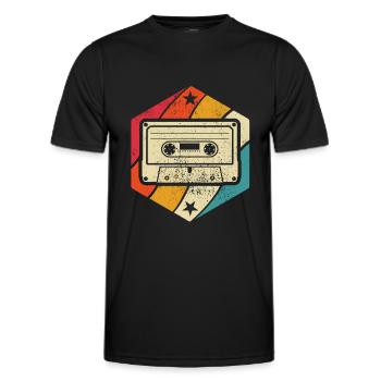 Cassette - Mixtape Audio Cassette Magnétique rétro - T-shirt sport Homme - noir - Devant - AI Model Male 178 dark (178cm)
