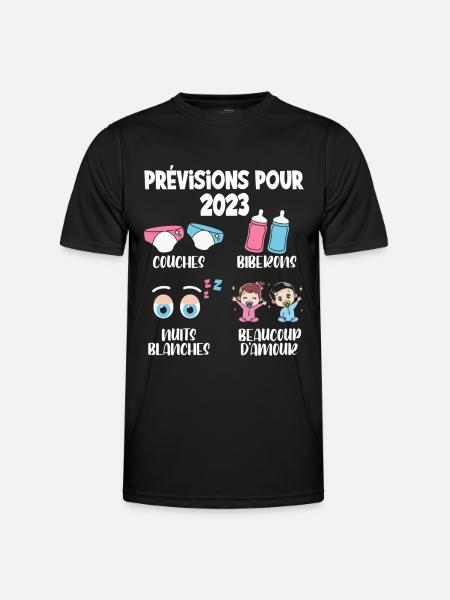 Grossesse Prévisions Pour 2023 Futur Papa et Maman - T-shirt sport Homme - noir