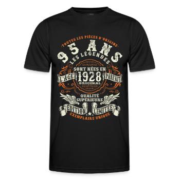 anniversaire 1928 - 95 ans - T-shirt sport Homme - noir - Devant - AI Model Male 178 dark (178cm)