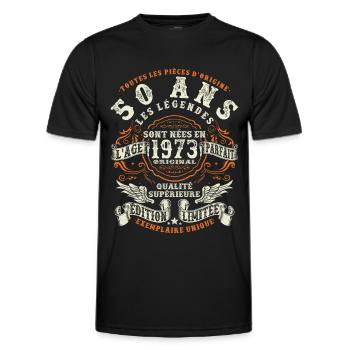 anniversaire 1973 - 50 ans - T-shirt sport Homme - noir - Devant - AI Model Male 178 dark (178cm)