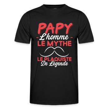 Papy Le Plaquiste De Légende Cadeau Humour - T-shirt sport Homme - noir - Devant - AI Model Male 178 dark (178cm)
