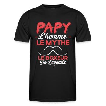 Papy Le Boxeur De Légende Cadeau Boxeur Humour - T-shirt sport Homme - noir - Devant - AI Model Male 178 dark (178cm)