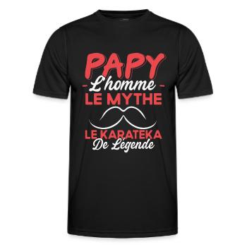 Papy Le Karateka De Légende Cadeau Karaté Humour - T-shirt sport Homme - noir - Devant - AI Model Male 178 dark (178cm)