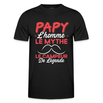 Papy Le Campeur De Légende Cadeau Camping Humour - T-shirt sport Homme - noir - Devant - AI Model Male 178 dark (178cm)