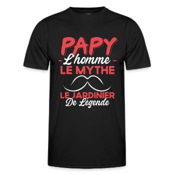 Papy Le Jardinier Légende Cadeau Jardinage Humour - T-shirt sport Homme - noir - Devant - AI Model Male 178 dark (178cm)