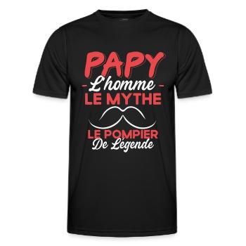 Papy Le Pompier De Légende Cadeau Humour - T-shirt sport Homme - noir - Devant - AI Model Male 178 dark (178cm)