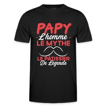 Papy Le Pâtissier De Légende Cadeau Humour - T-shirt sport Homme - noir - Devant - AI Model Male 178 dark (178cm)
