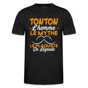 Tonton Le Plaquiste De Légende Cadeau Humour - T-shirt sport Homme - noir - Devant - AI Model Male 178 dark (178cm)