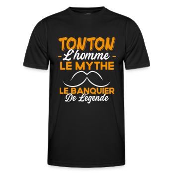 Tonton Le Banquier De Légende Cadeau Humour - T-shirt sport Homme - noir - Devant - AI Model Male 178 dark (178cm)