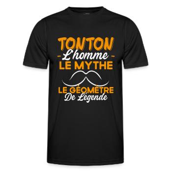 Tonton Le Géomètre De Légende Cadeau Humour - T-shirt sport Homme - noir - Devant - AI Model Male 178 dark (178cm)
