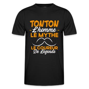 Tonton Le Coureur De Légende Cadeau Running Humour - T-shirt sport Homme - noir - Devant - AI Model Male 178 dark (178cm)