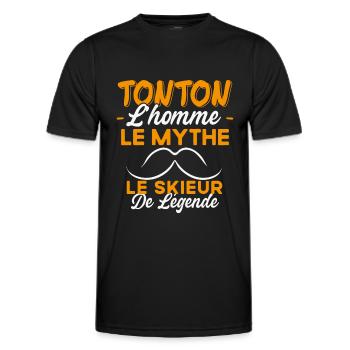 Tonton Le Skieur De Légende Cadeau Ski Humour - T-shirt sport Homme - noir - Devant - AI Model Male 178 dark (178cm)