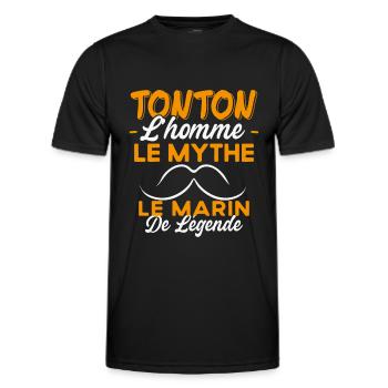 Tonton Le Marin De Légende Cadeau Bateau Humour - T-shirt sport Homme - noir - Devant - AI Model Male 178 dark (178cm)