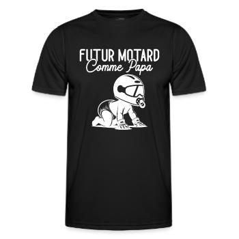 Futur Motard Comme Papa Cadeau Humour Moto - T-shirt sport Homme - noir - Devant - AI Model Male 178 dark (178cm)