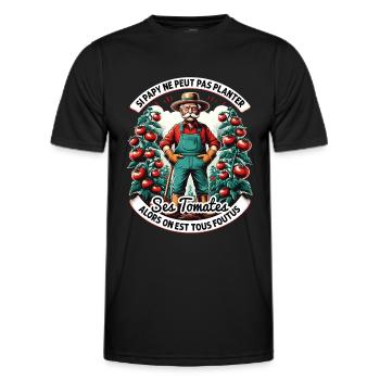 Papy Jardinier Planter Des Tomates Humour - T-shirt sport Homme - noir - Devant - AI Model Male 178 dark (178cm)