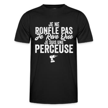 Perceuse Hurmour Bricolage pour Papa Bricoleur - T-shirt sport Homme - noir - Devant - AI Model Male 178 dark (178cm)