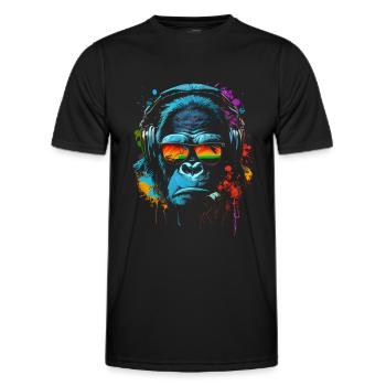 Monkey DJ Écouteurs Lunettes Soleil - T-shirt sport Homme - noir - Devant - AI Model Male 178 dark (178cm)