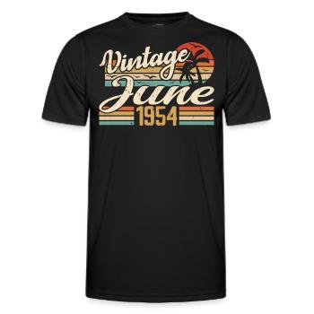 Juin 1954 anniversaire 1954 Retro 1954 Juin 1954 - T-shirt sport Homme - noir - Devant - AI Model Male 178 dark (178cm)