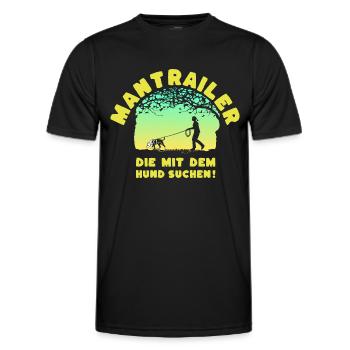 Mantrailer - à la recherche avec le chien Mme Stafford - T-shirt sport Homme - noir - Devant - AI Model Male 178 dark (178cm)
