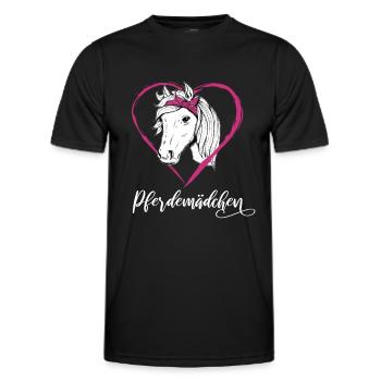 Pferdemädchen Pferde Herz Geschenkidee - Männer Funktions-T-Shirt - Schwarz - Vorne - AI Model Male 178 dark (178cm)