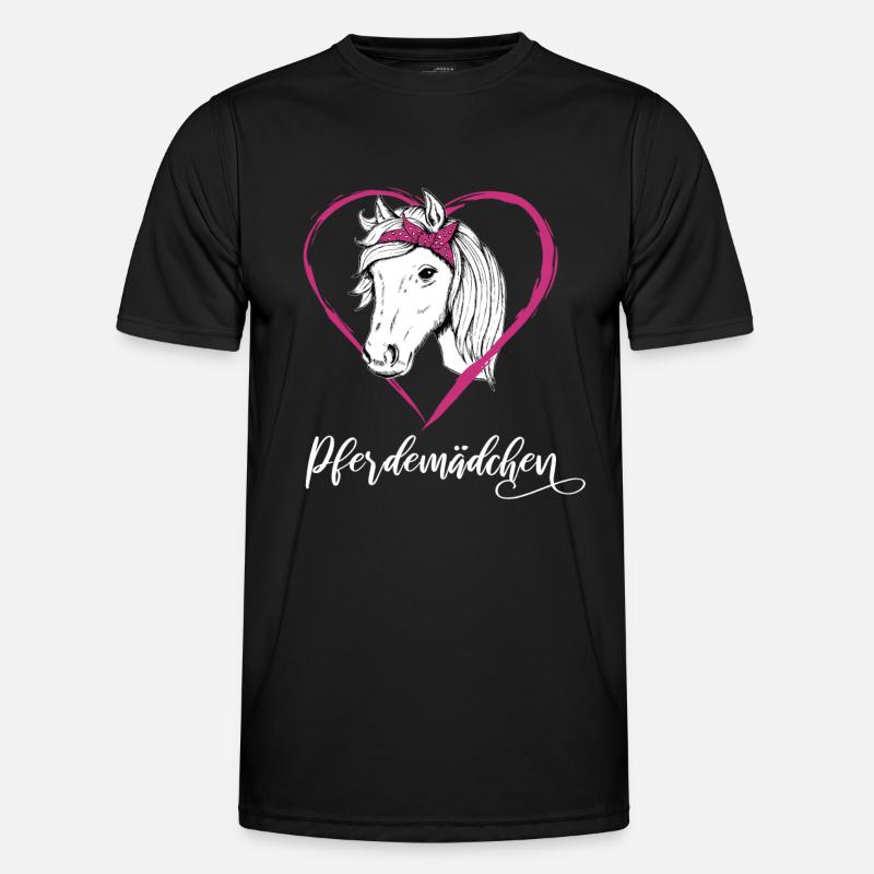 Pferdemädchen Pferde Herz Geschenkidee - Männer Funktions-T-Shirt - Schwarz