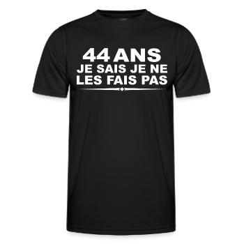 44 ans | Humour Cadeau D'anniversaire 44 ans - T-shirt sport Homme - noir - Devant - AI Model Male 178 dark (178cm)