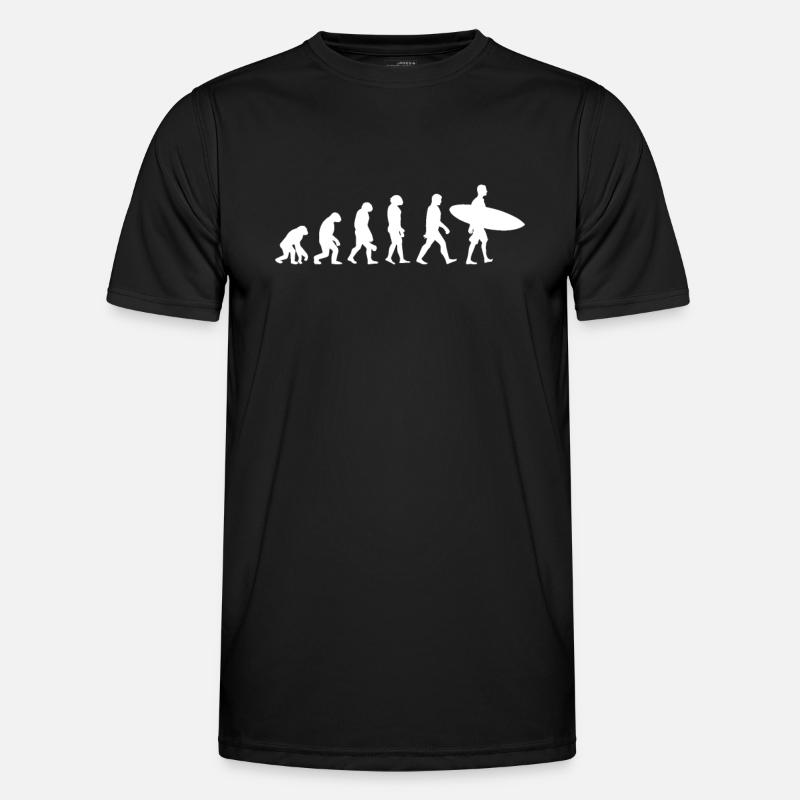 Evolution des Surfens - Männer Funktions-T-Shirt - Schwarz