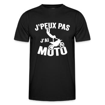 Je Peux Pas J'ai Moto Humour Cadeau Anniversaire - T-shirt sport Homme - noir - Devant - AI Model Male 178 dark (178cm)