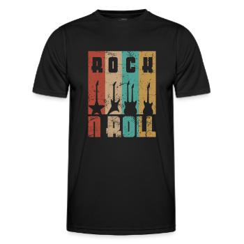 ROCK N ROLL Guitars Rock Rocker Music - Men's Functional T-Shirt - black - Front - AI Model Male 178 dark (178cm)