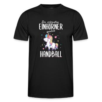 Handball Handballer Handballspieler Einhorn Spruch - Männer Funktions-T-Shirt - Schwarz - Vorne - AI Model Male 178 dark (178cm)