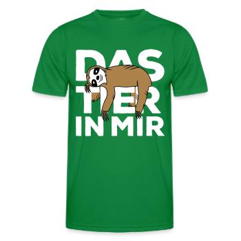 Raise the animal in me Faultier - Men's Functional T-Shirt - kelly green - Front - AI Model Male 178 dark (178cm)