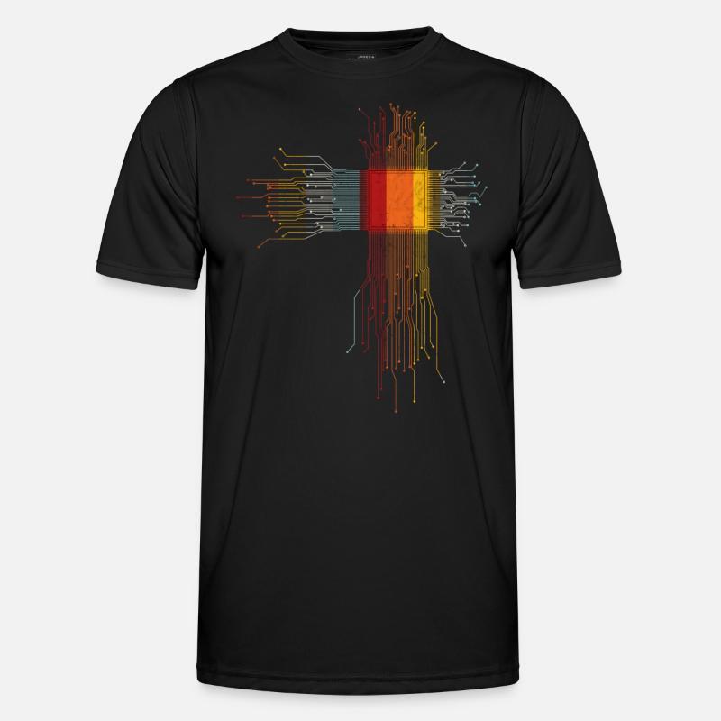 Retro CPU Processor Computer Scientist Electrician - Men's Functional T-Shirt - black