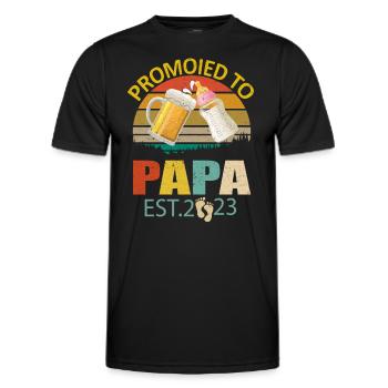 Promoted To Papa Est 2023 Vintage New Fathers Day - Men's Functional T-Shirt - black - Front - AI Model Male 178 dark (178cm)