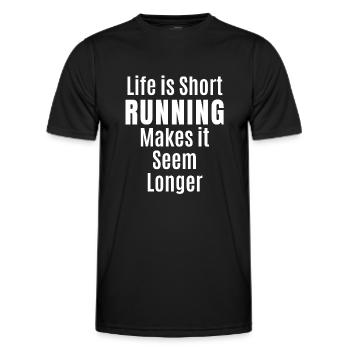 Life Is Short Running Makes It Seem Longer - Men's Functional T-Shirt - black - Front - AI Model Male 178 dark (178cm)