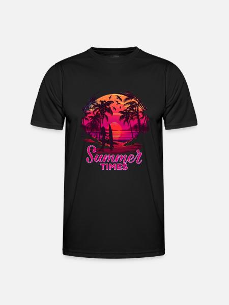Retro Palmen Sonne Urlaub Summer Times - Männer Funktions-T-Shirt - Schwarz