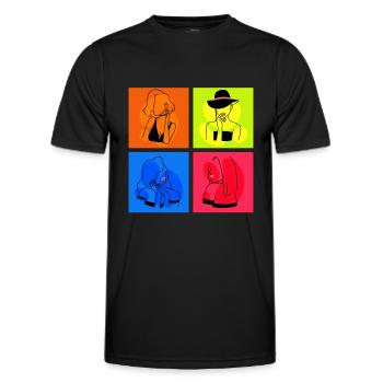 Minimalist Lineart Women Face Line Art - Men's Functional T-Shirt - black - Front - AI Model Male 178 dark (178cm)