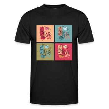 Minimalist Lineart Women Face Art - Men's Functional T-Shirt - black - Front - AI Model Male 178 dark (178cm)