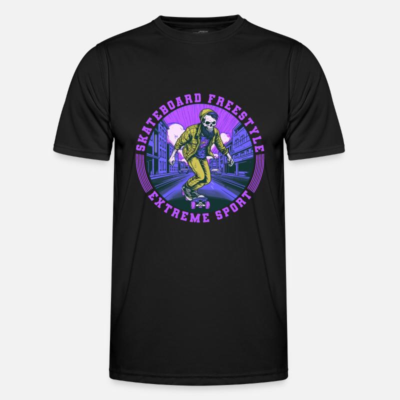 Cool Skull Skeleton Skateboard Skater - Men's Functional T-Shirt - black