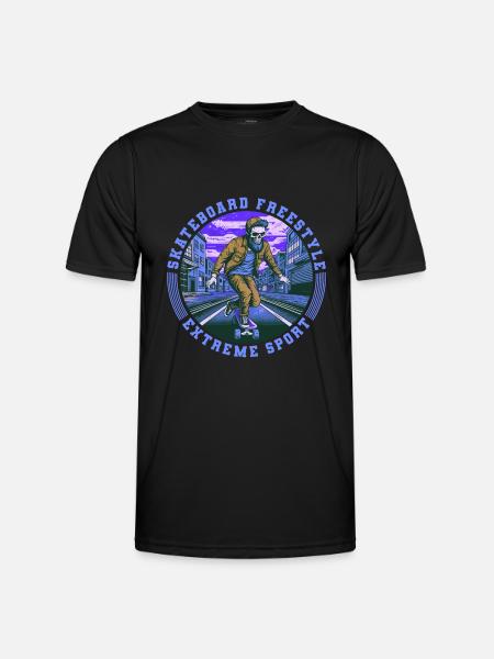 Cool Skull Skeleton Skateboard Skater - Men's Functional T-Shirt - black